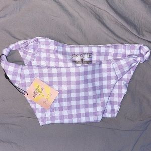 Skatie x Amber Fillerup NWT Bikini Bottoms - Size Large - Purple & White Check